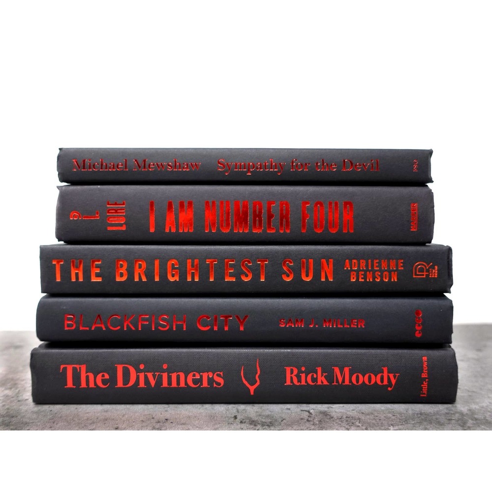Goth decor, black & red decorative books for home decor, staging and props